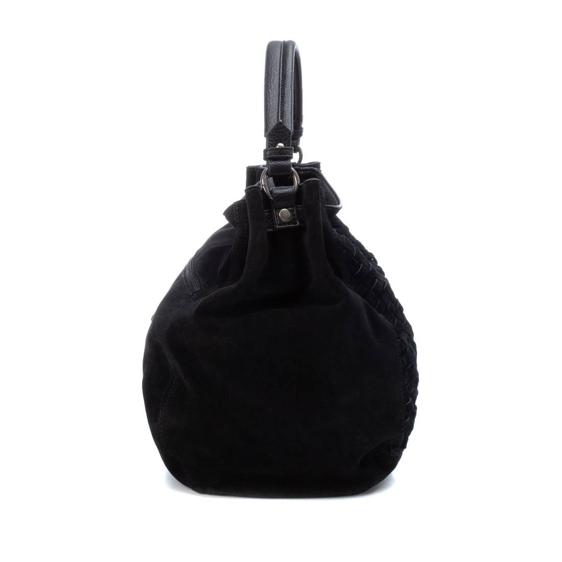 Carmela 18600201 sac cuir noir tressé bandoulière