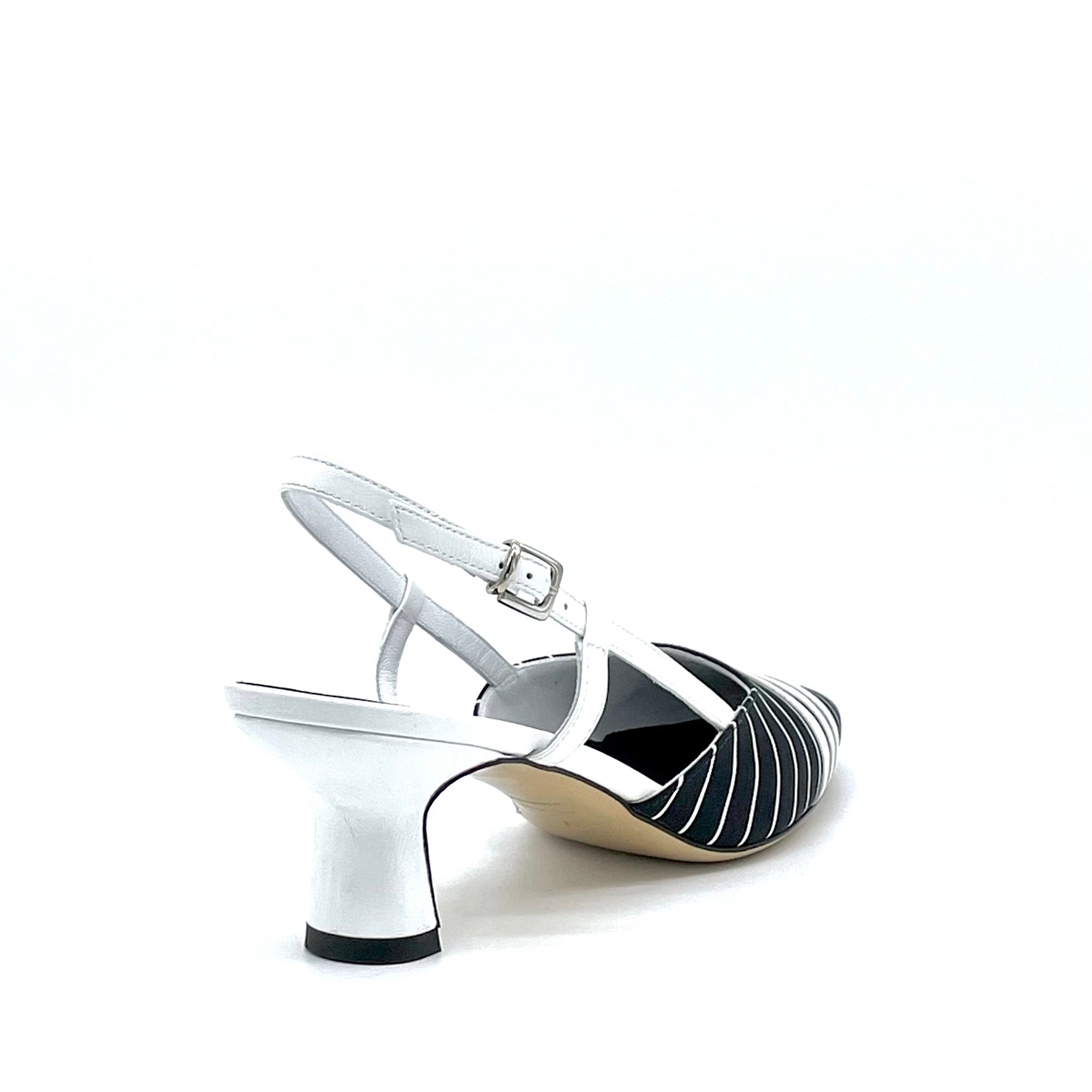Elata 14159 slingback rayé noir blanc talon 5,5 cm