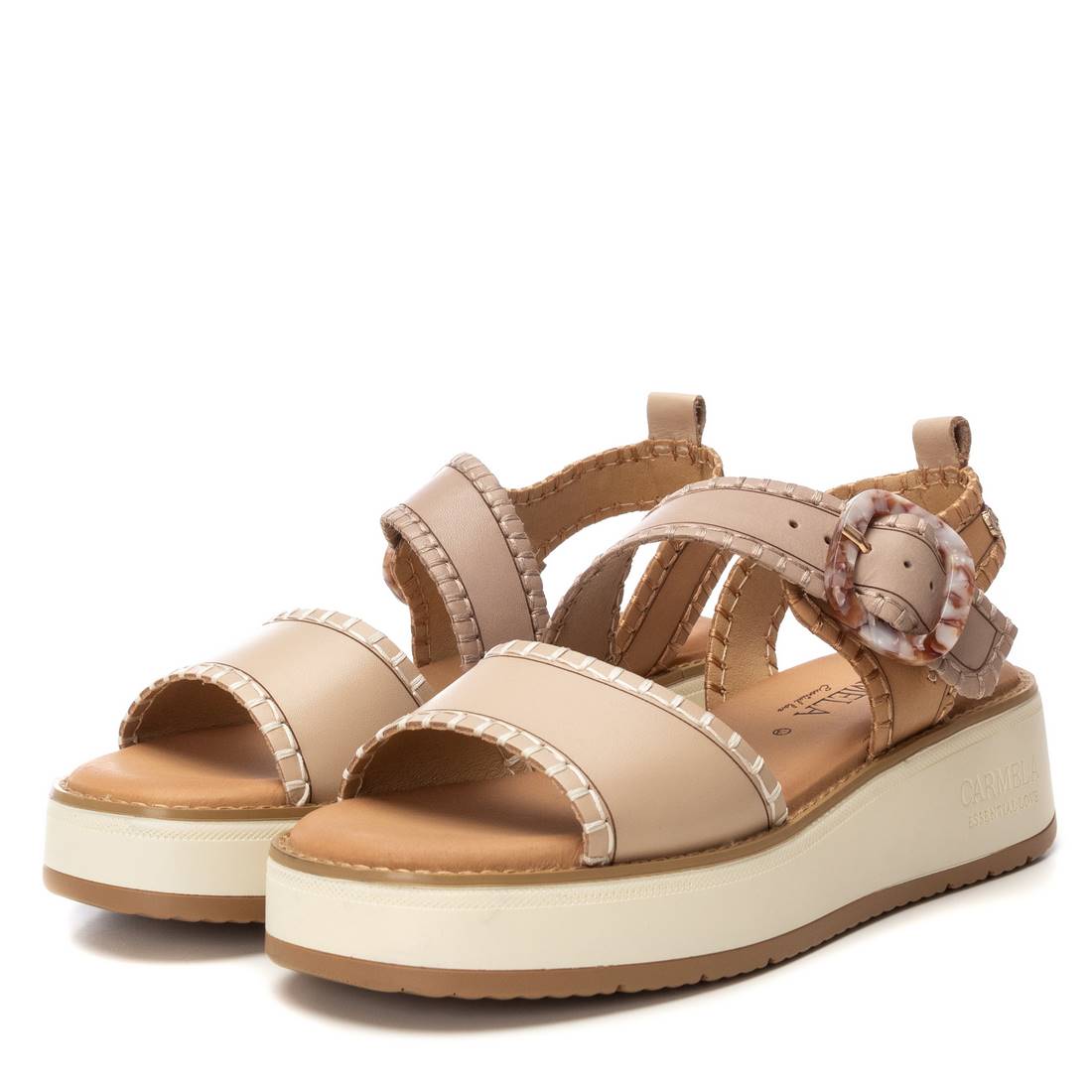 Carmela 16224702 sandale compensee beige cuir 5 cm