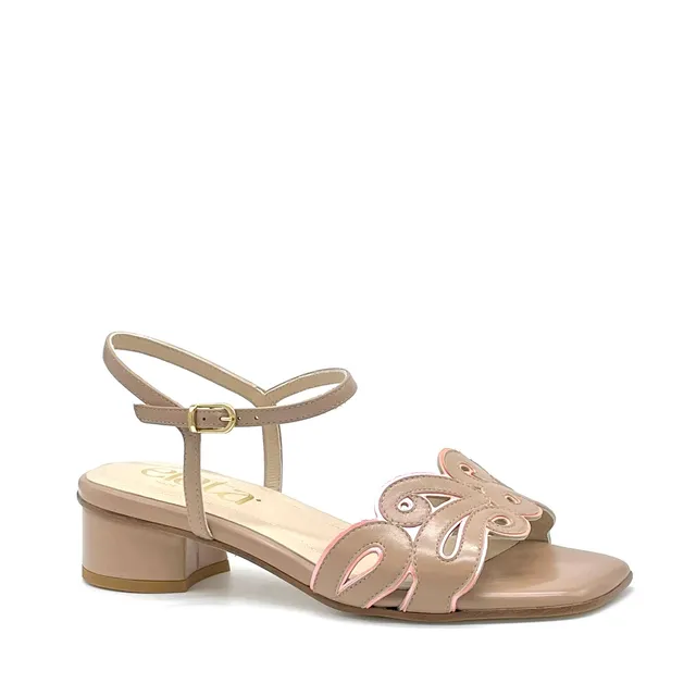 ELATA 16130 sandales cuir cannella orange talon 3,5 cm