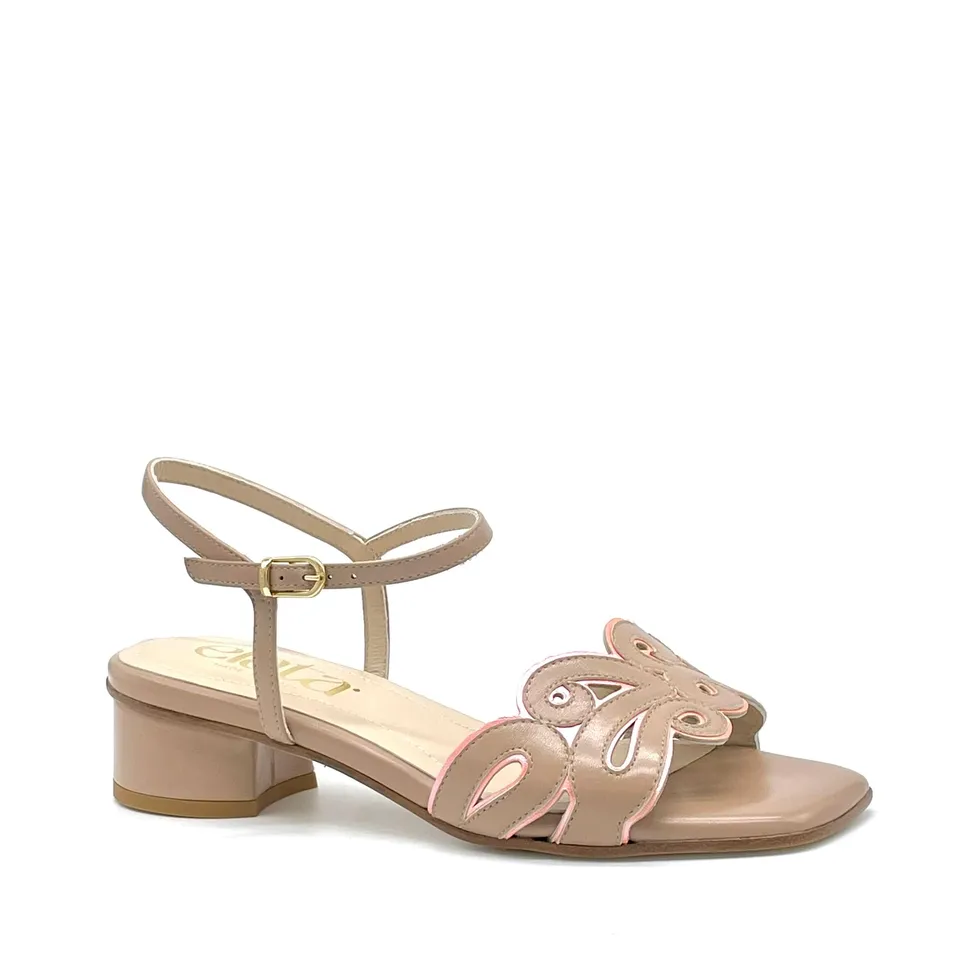 ELATA 16130 sandales cuir cannella orange talon 3,5 cm