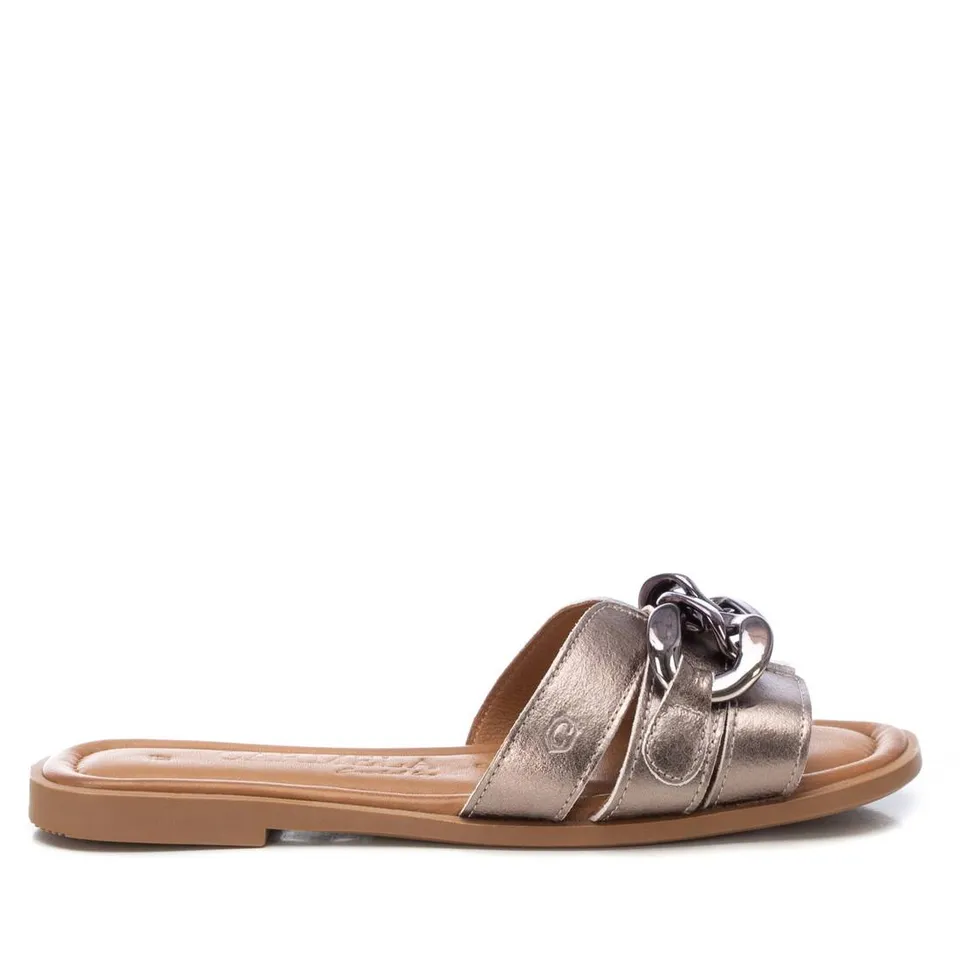 Carmela 16156903 sandale plate cuir gris chaîne