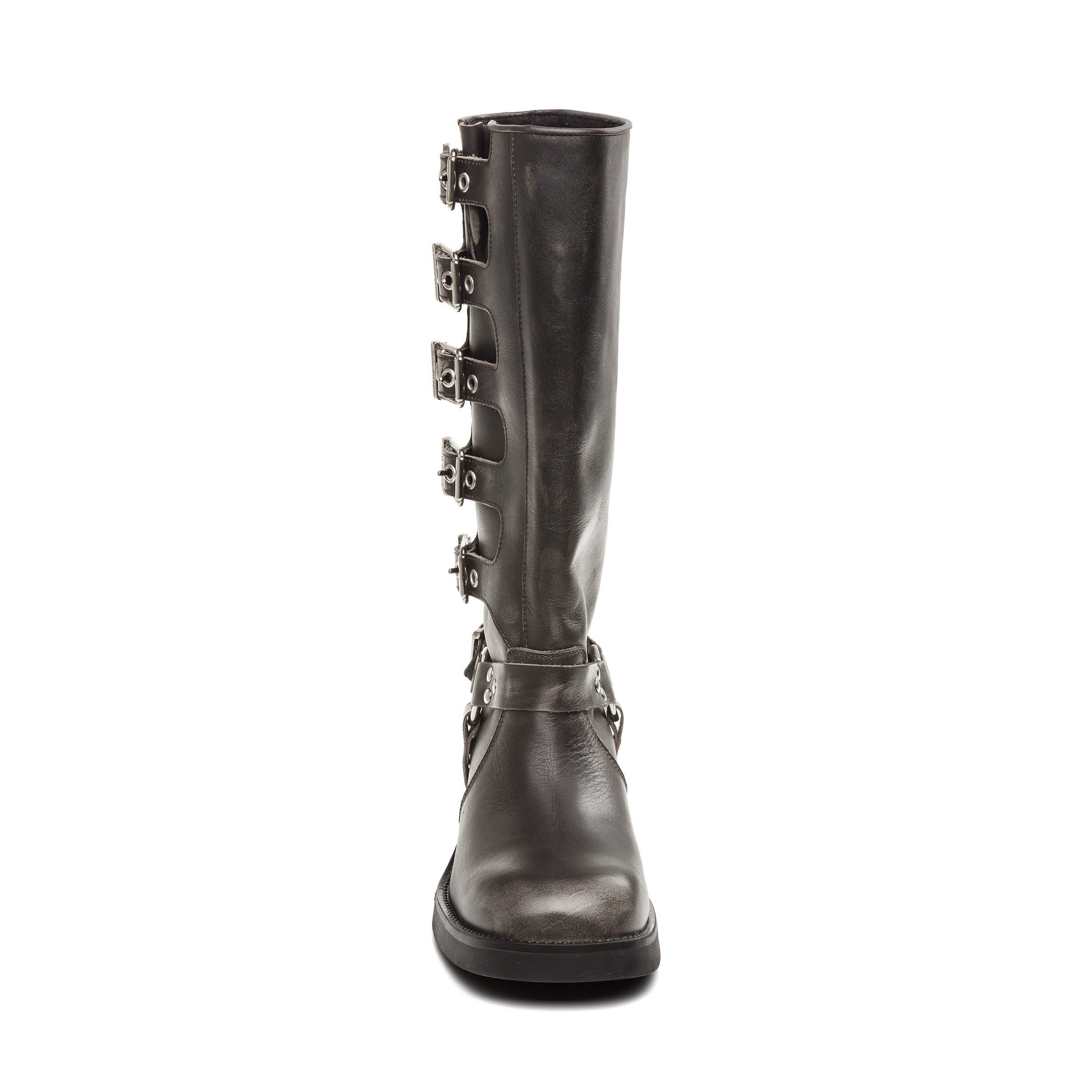 Steve Madden Battle botte cuir gris talon 4 cm