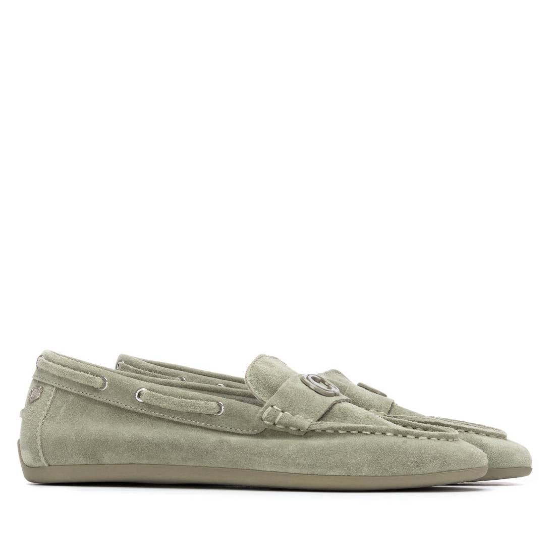 Carmela 16314308 mocassin femme kaki cuir plat