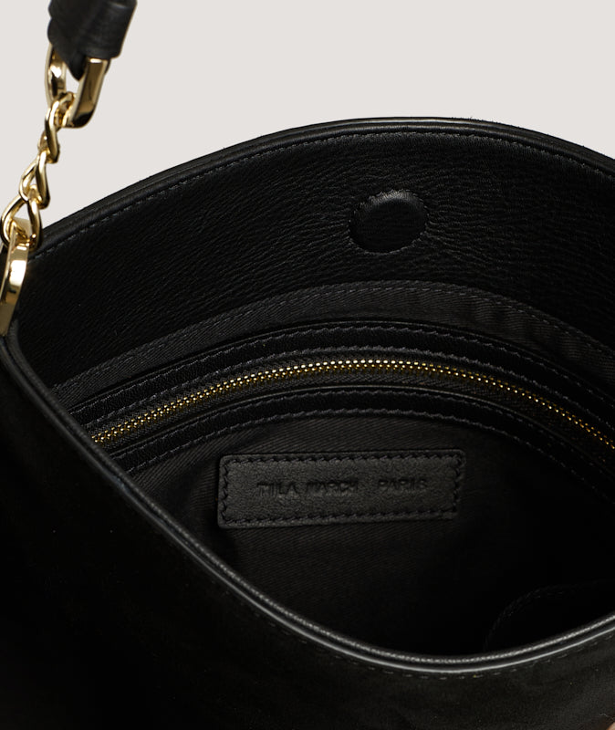 Tila March Evelyne sac bandoulière noir cuir suédé