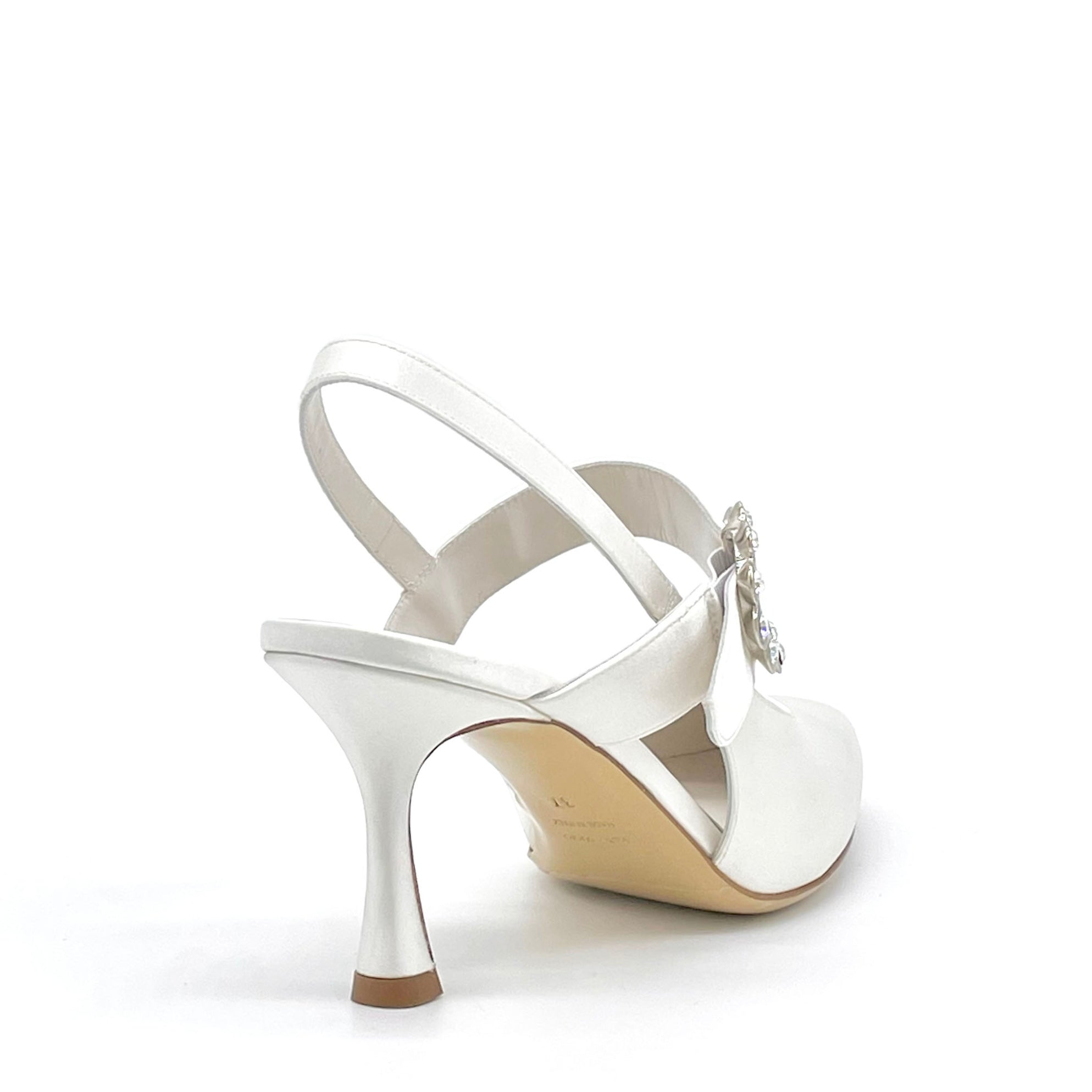 Elata S2540 slingback blanche satin soie mariée