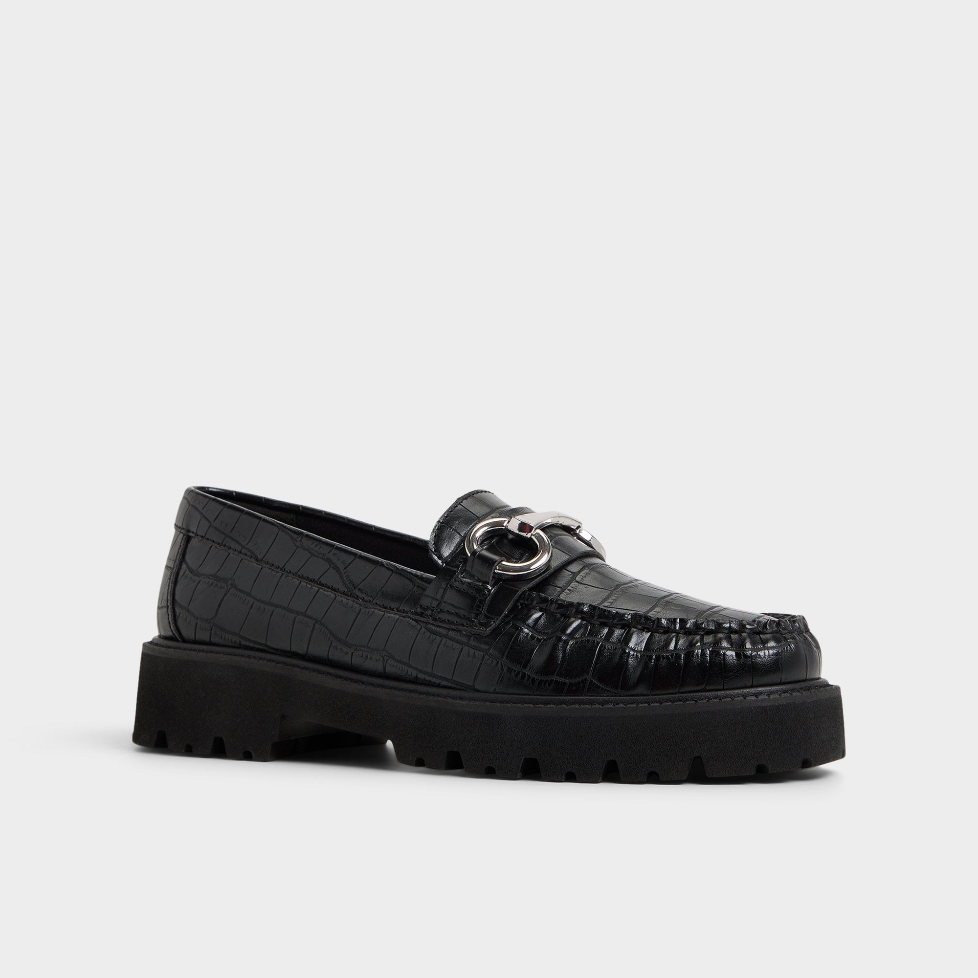 ALDO Danrose mocassins cuir croco noir