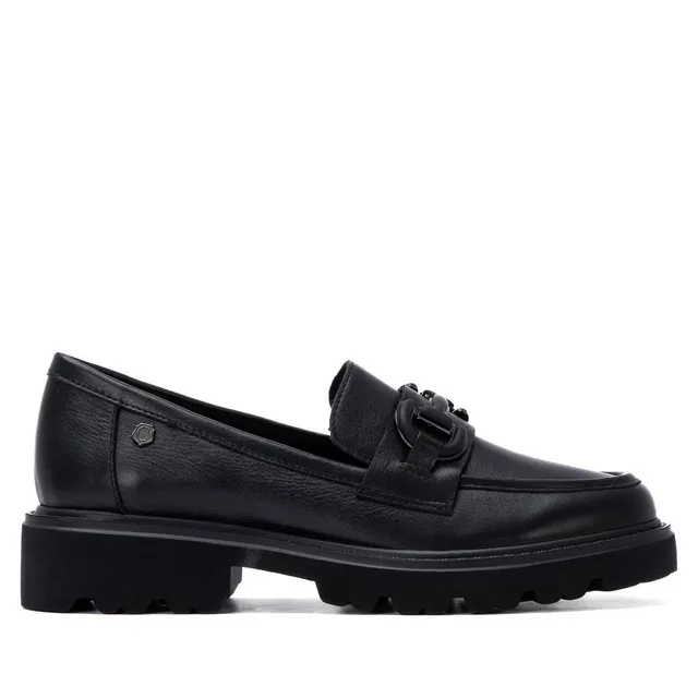 Carmela 16433601 mocassin cuir noir talon bas