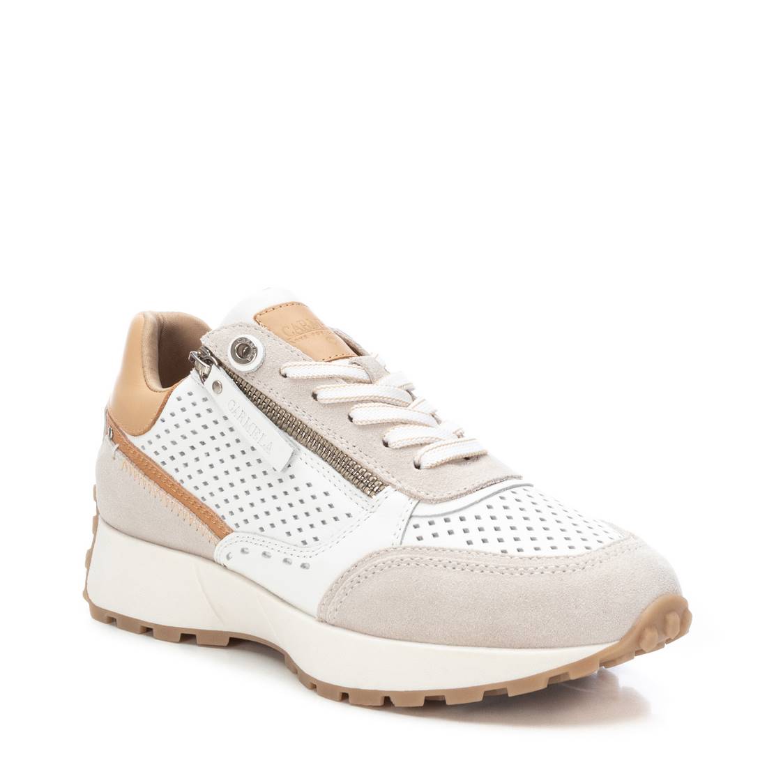 Carmela 16069801 sneaker cuir blanc à zip