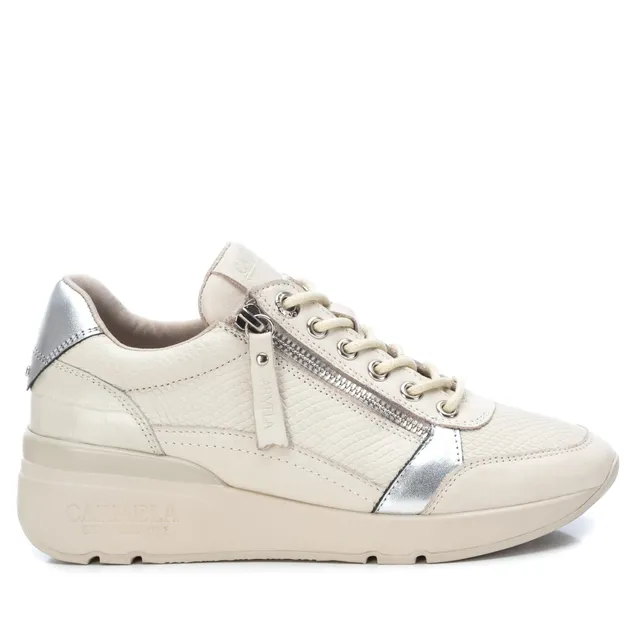Carmela 16018203 sneakers cuir blanc zip latéral