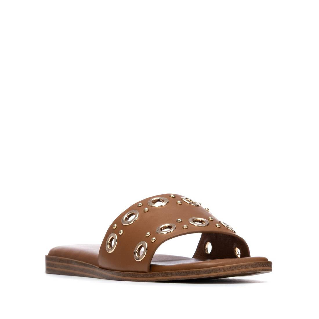 Carmela 16320301 sandale femme cuir camel plate
