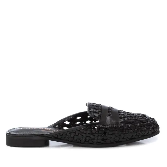 Carmela 16241102 mules cuir noir tressé