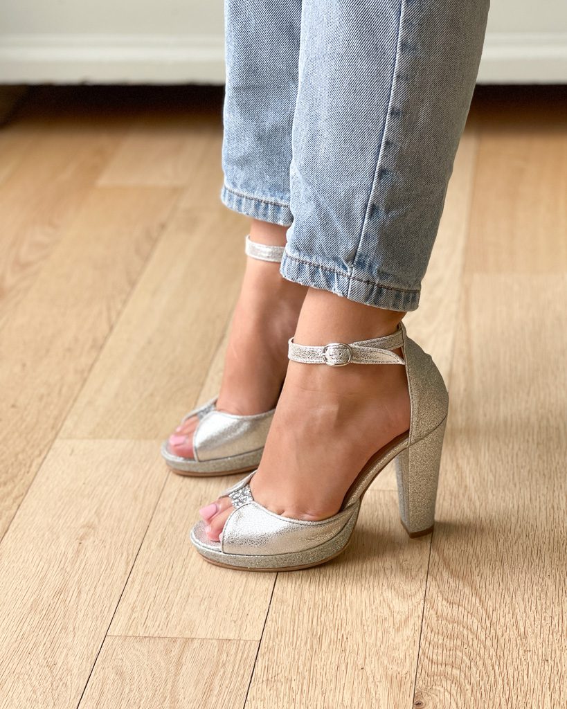 Dessine Moi Un Soulier Charlotte plateforme sandale argent 35 paillettes