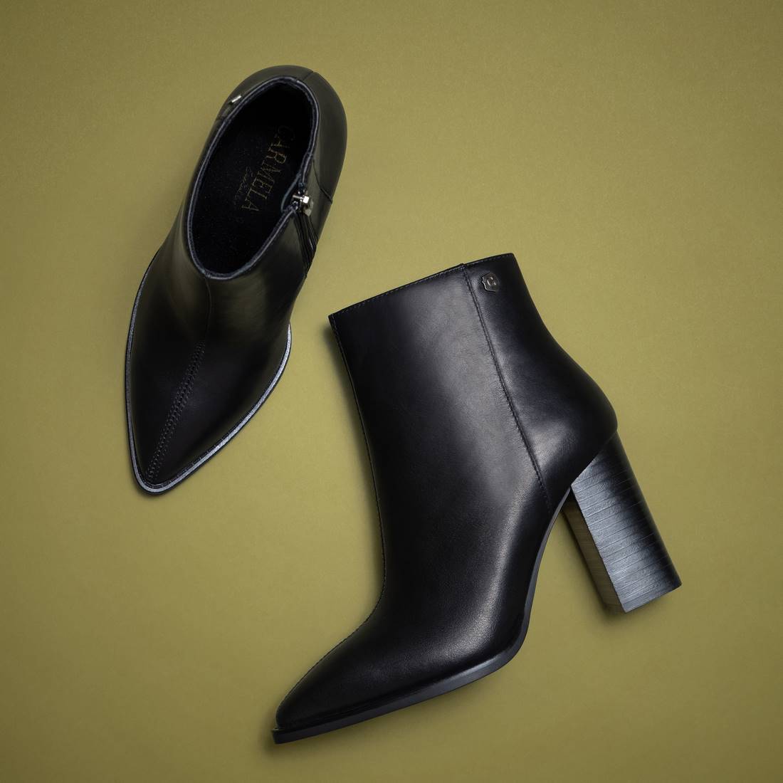Carmela 16124002 bottine cuir noir talon 8 cm