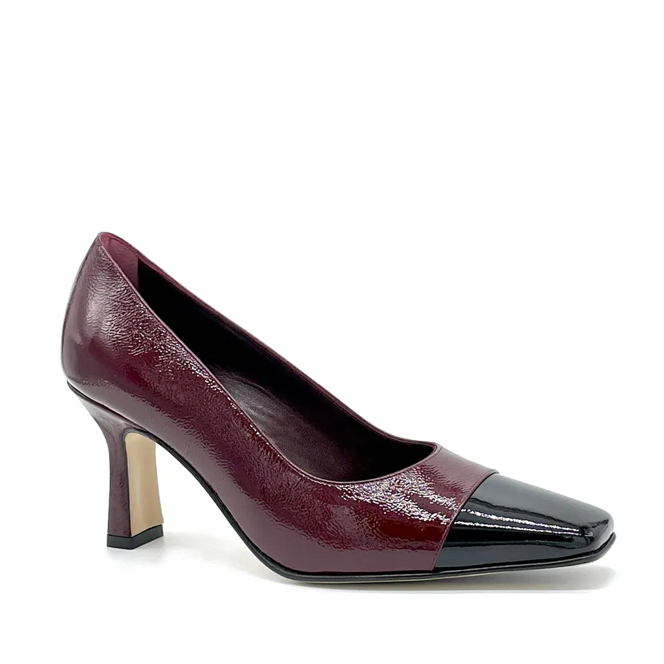 Elata 53503 escarpin vernis bordeaux noir talon 7,5 cm