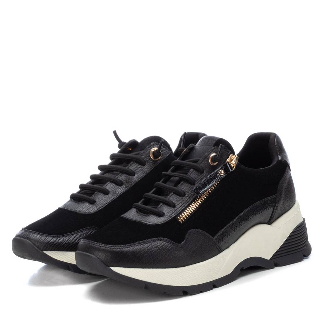 Carmela 16105905 baskets cuir noir zip semelle volume
