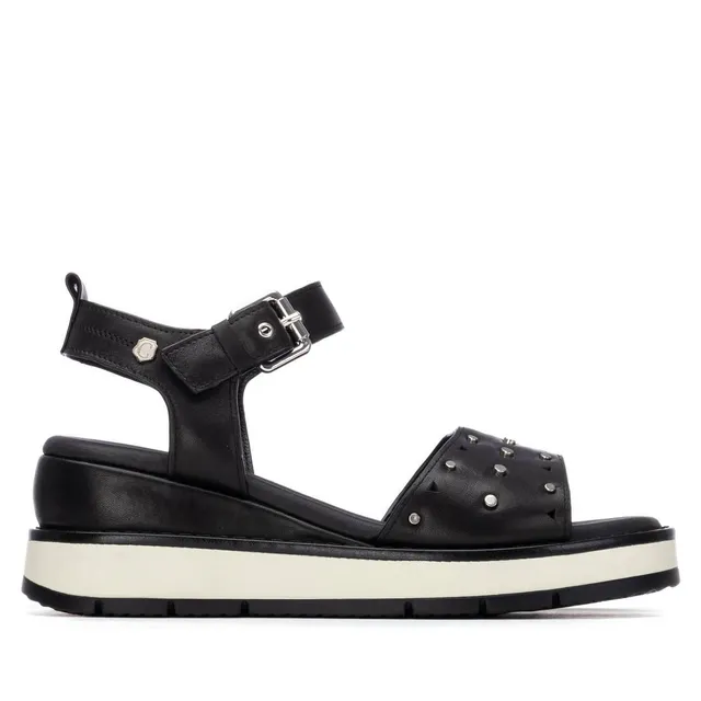 Carmela 16324803 sandale cuir noir compensée