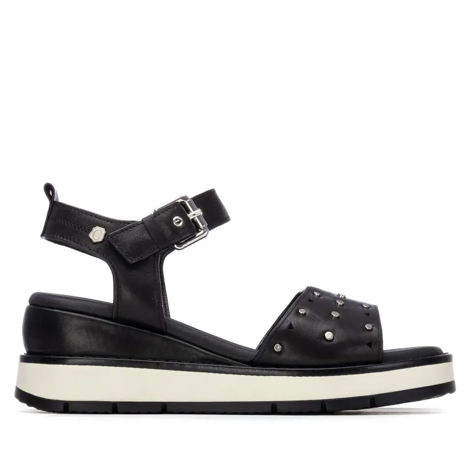 Carmela 16324803 sandale cuir noir compensée