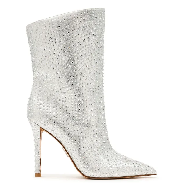 Steve Madden Dazzlyn bottines tissu argent talon 7 cm