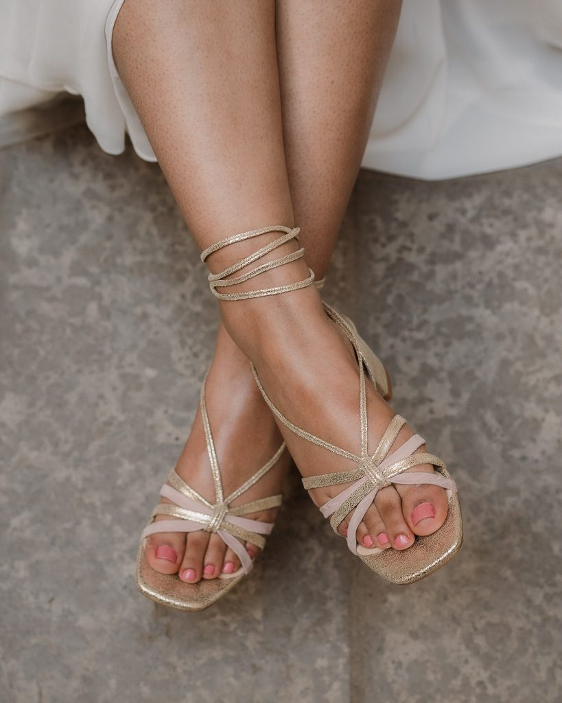 Dessine Moi Un Soulier sandale Rose irisé champagne