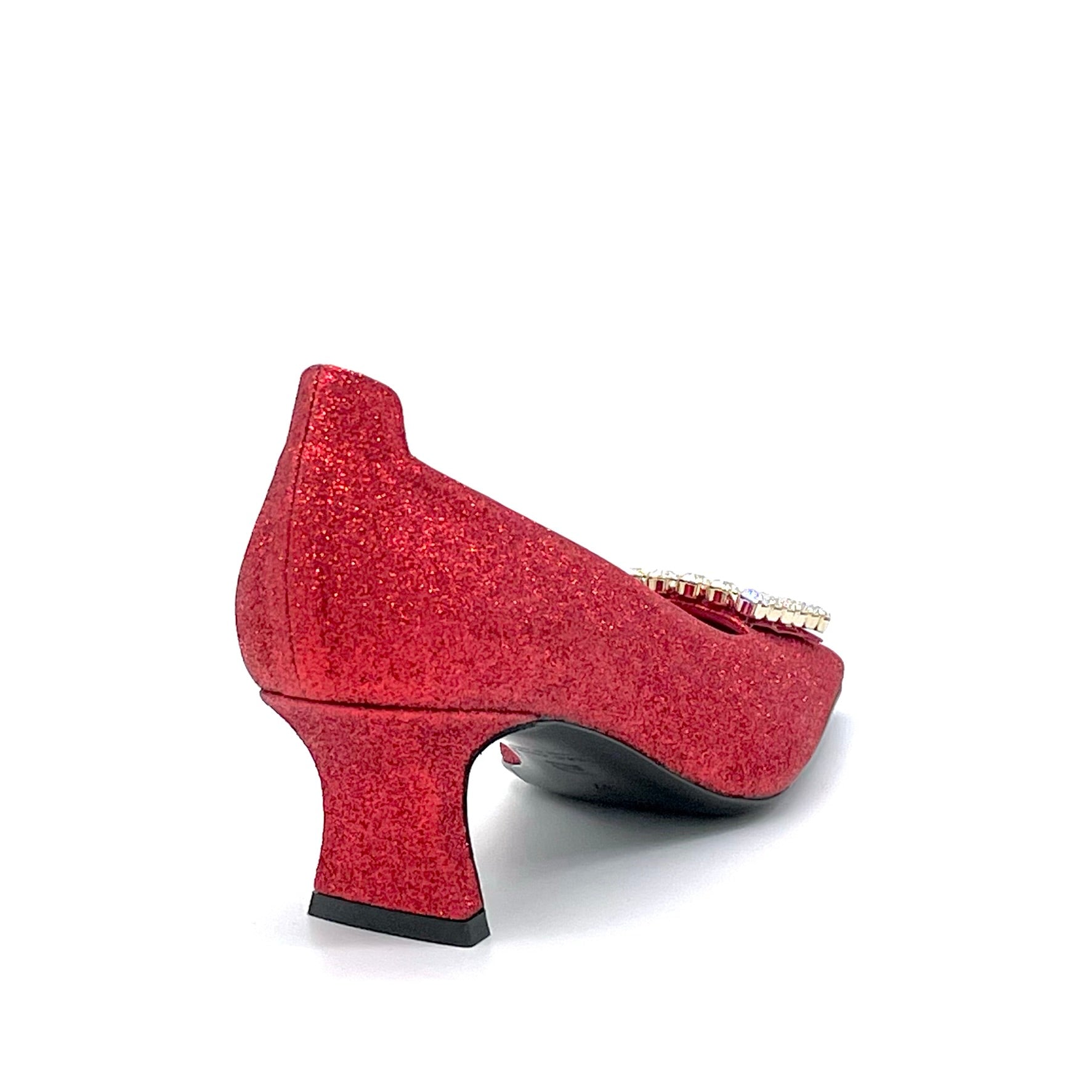 Elata 53512 escarpins glitter rouge boucle bijou talon 5,5 cm