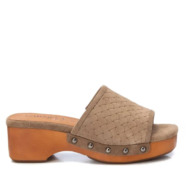 Carmela 16063501 sabots femme cuir marron gravé