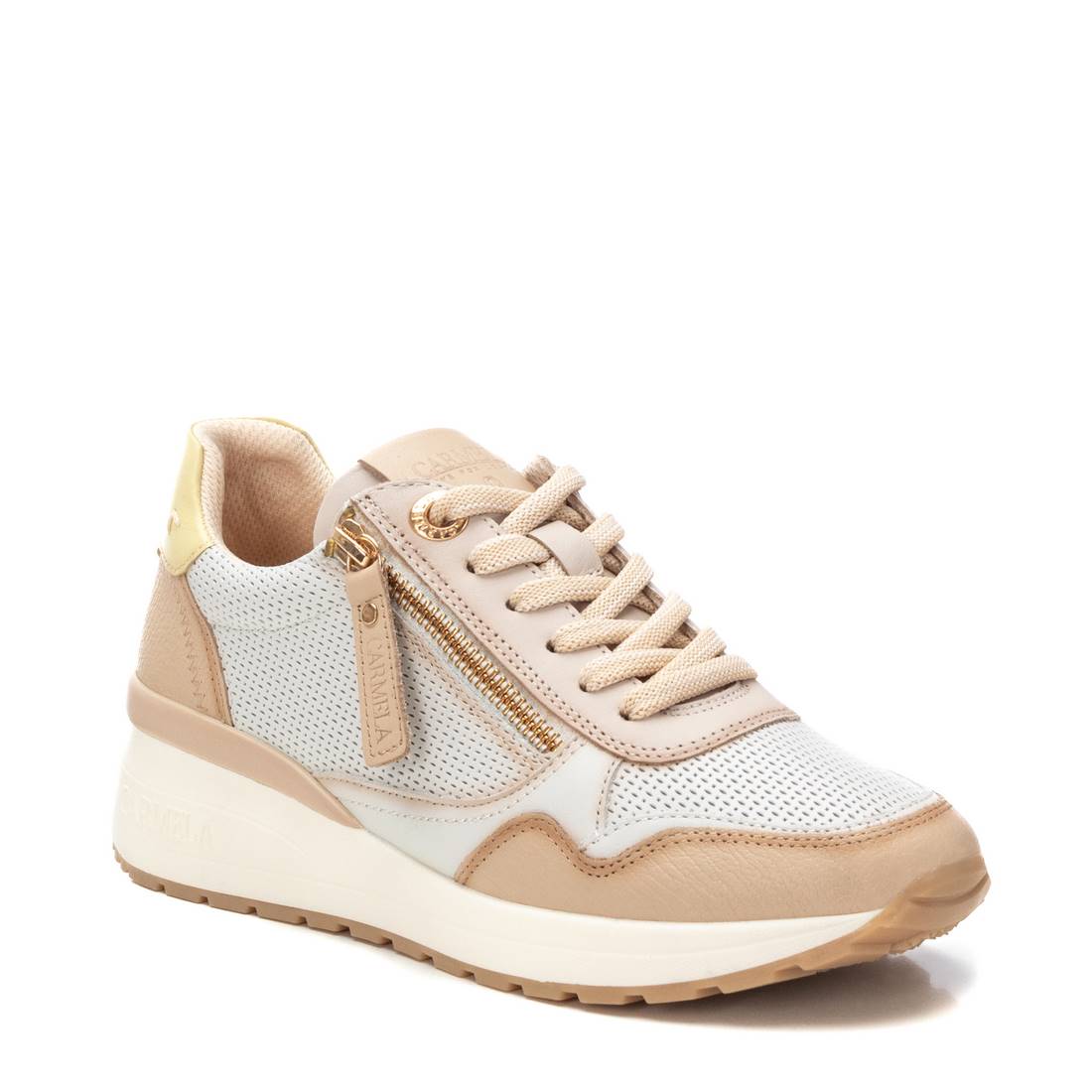 Carmela 16226804 sneaker cuir beige compensée 5 cm