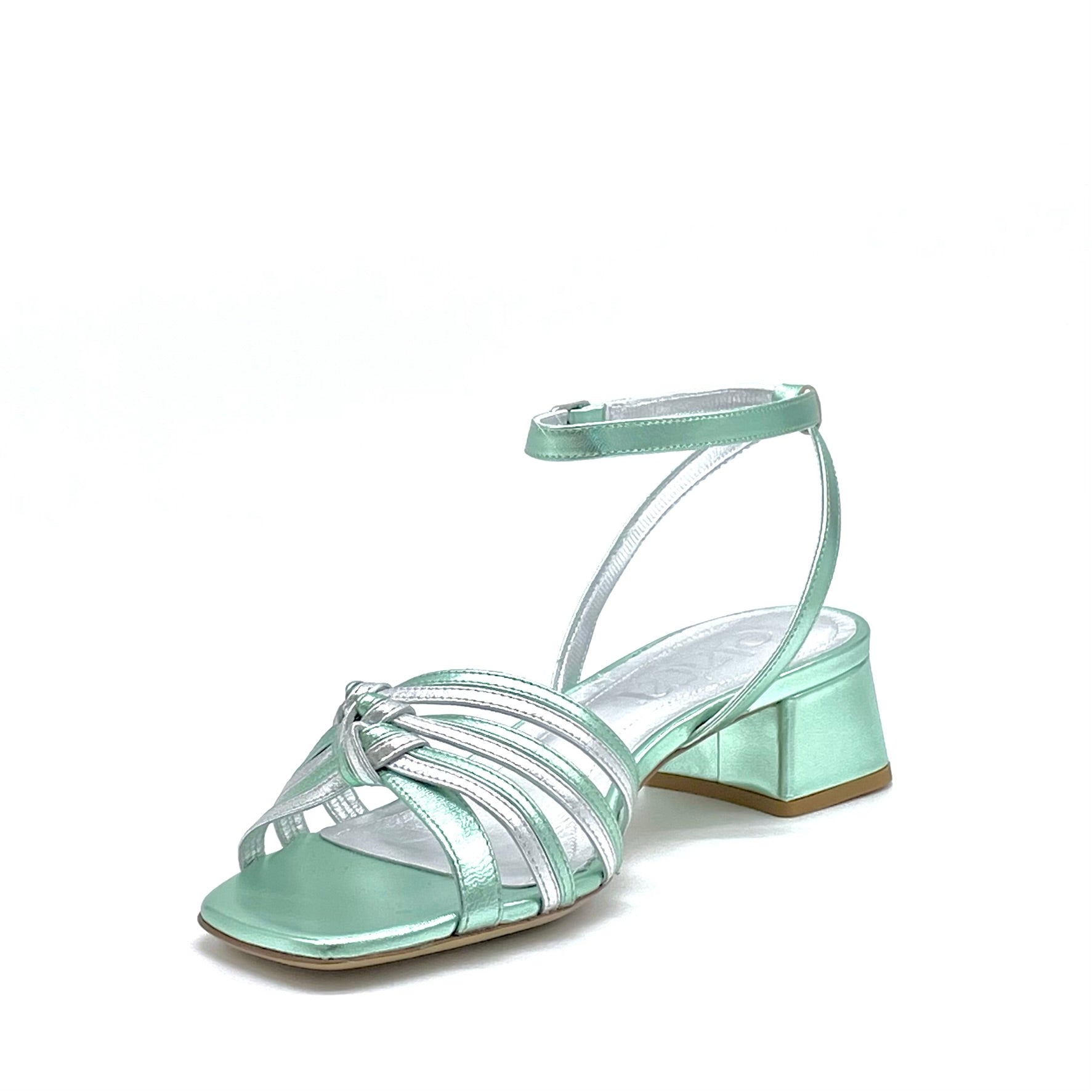 ELATA 15154 sandales cuir menthe argent talon 3,5 cm