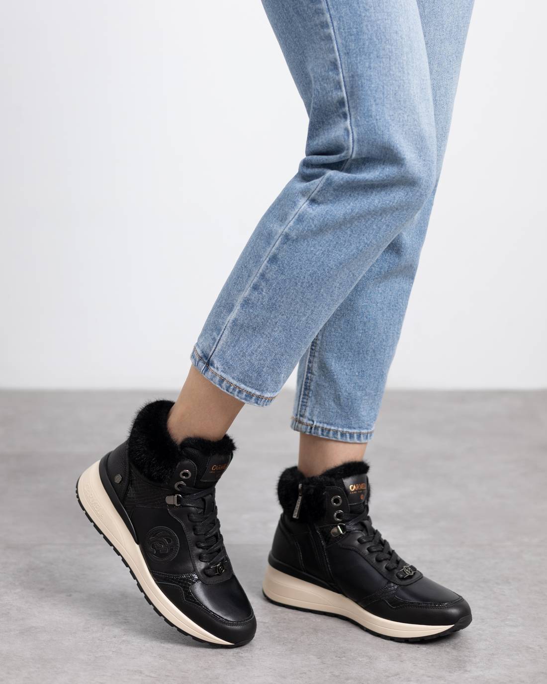 Carmela 16265402 bottines femme noir cuir fourré