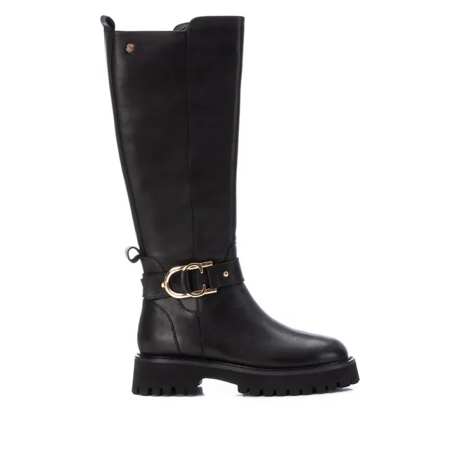 Carmela 16088701 botte noire cuir talon bas
