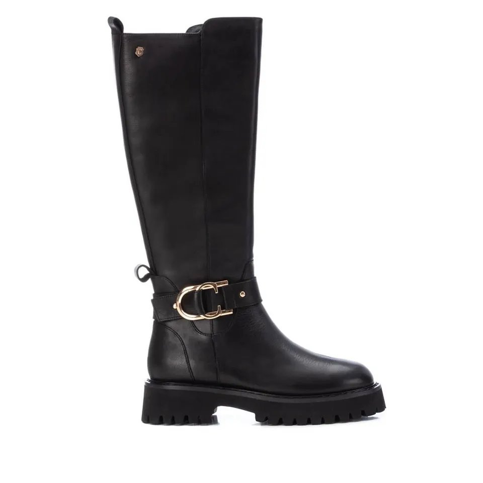 Carmela 16088701 botte noire cuir talon bas