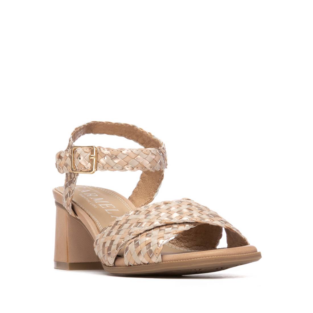 Carmela 16322204 sandale talon cuir tressé beige