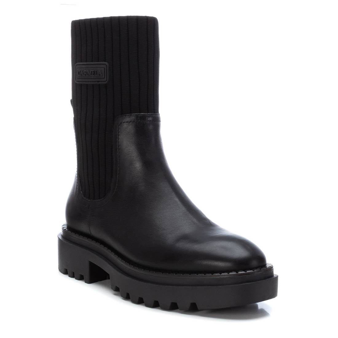 Carmela 16018501 bottines chelsea noir cuir et textile