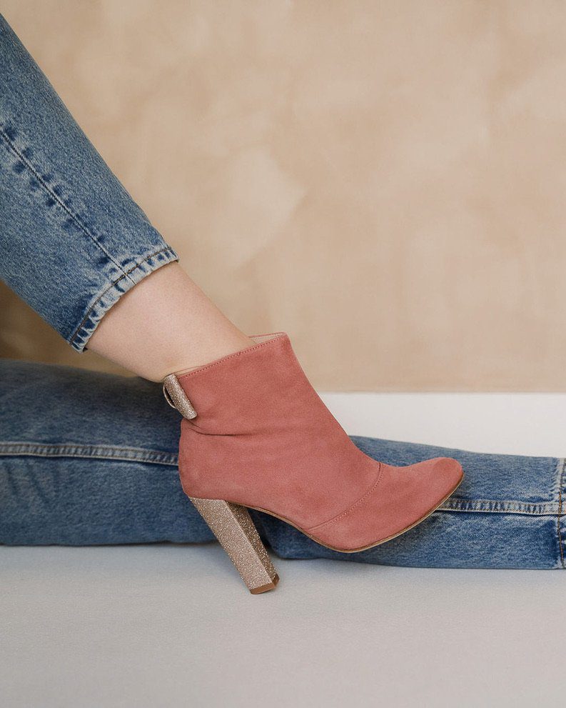 Dessine Moi Un Soulier Bottine à talon rose thé cuir