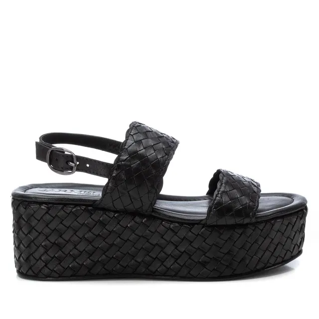 Carmela 16223204 sandales compensées femme noir cuir