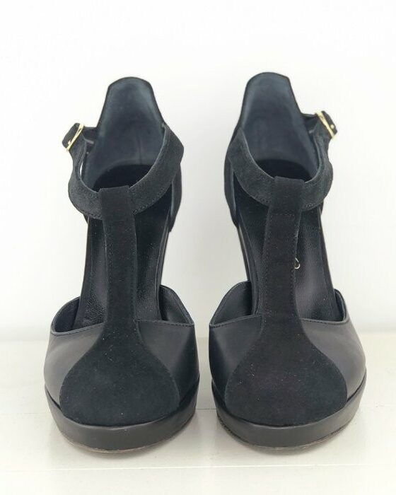 Dessine Moi Un Soulier salomé plateforme lisse velours irisé noir 35,5