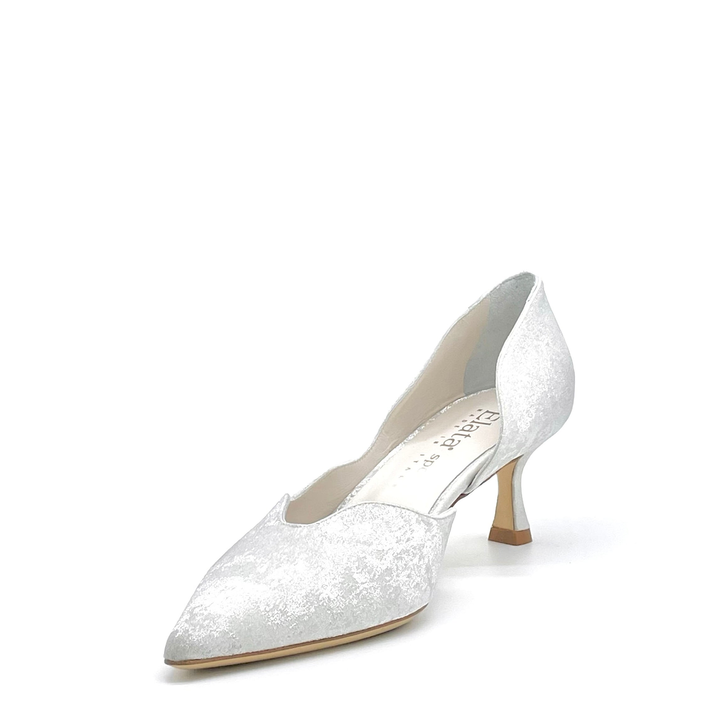 Elata S2537 escarpins chenille argent talon 5,5 cm