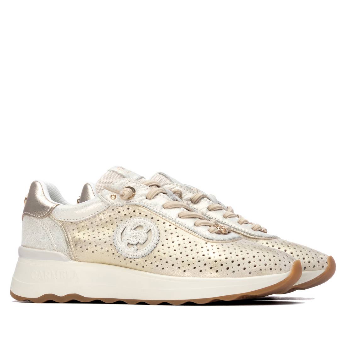 Carmela 16324503 baskets femme doré compensées lacets