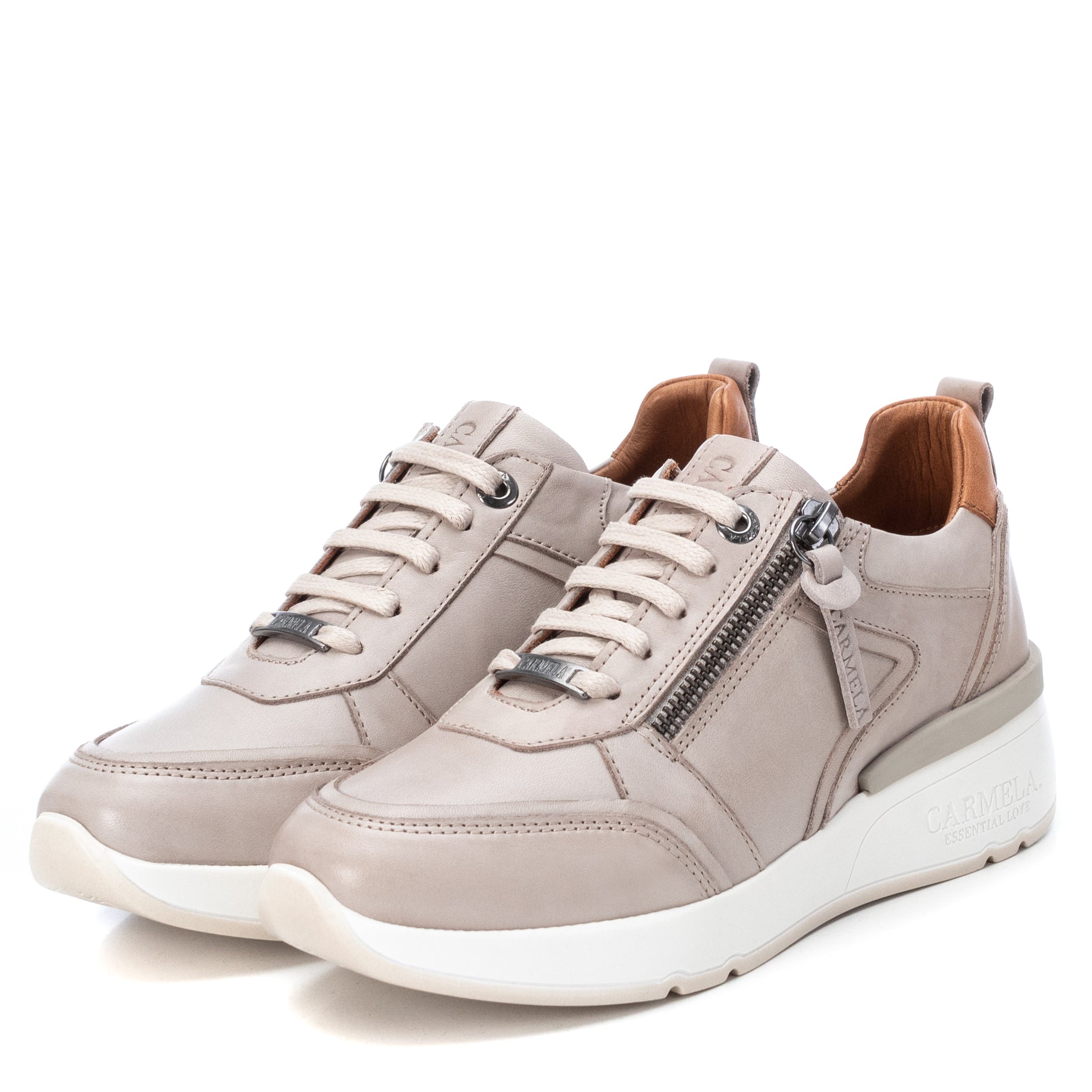 Carmela 16020803 basket cuir blanc zip semelle épaisse
