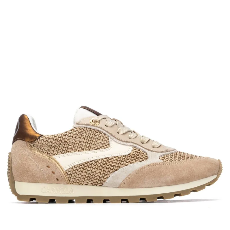 Carmela 16323002 baskets femme beige tressée