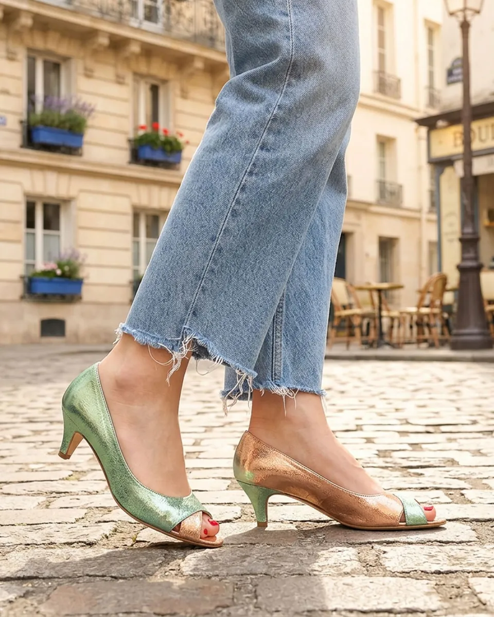 Dessine Moi Un Soulier escarpin bicolore irisé or rose 39,5 cuir