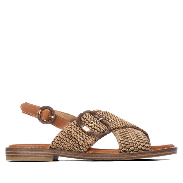 Carmela 16316003 sandales femme camel rafia plates