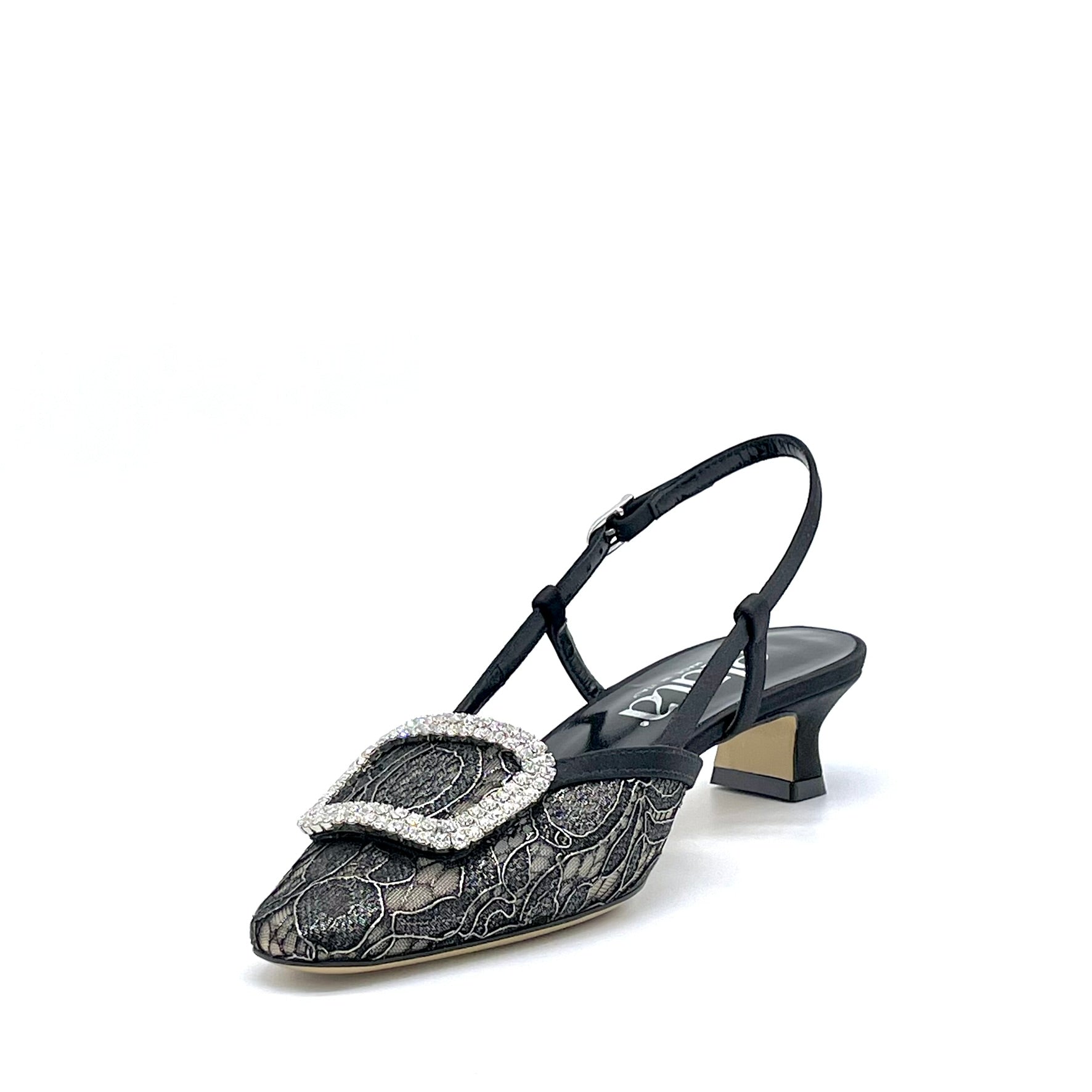 ELATA 16162 escarpins slingback dentelle noire