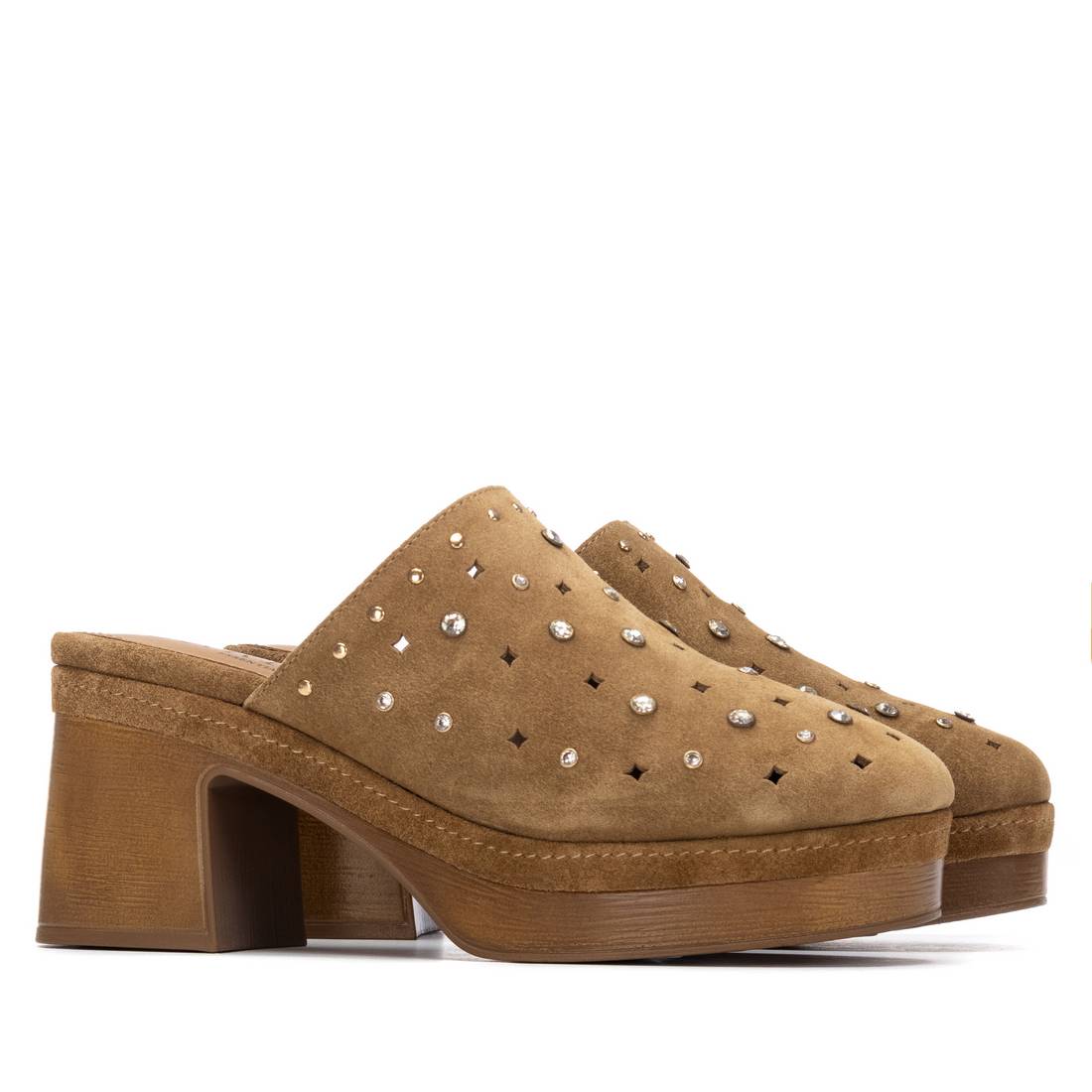 Carmela 16325601 sabot cuir camel talon 8 cm