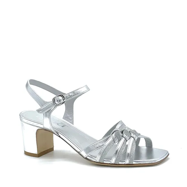 ELATA 15149 sandales cuir laminé glitter argent