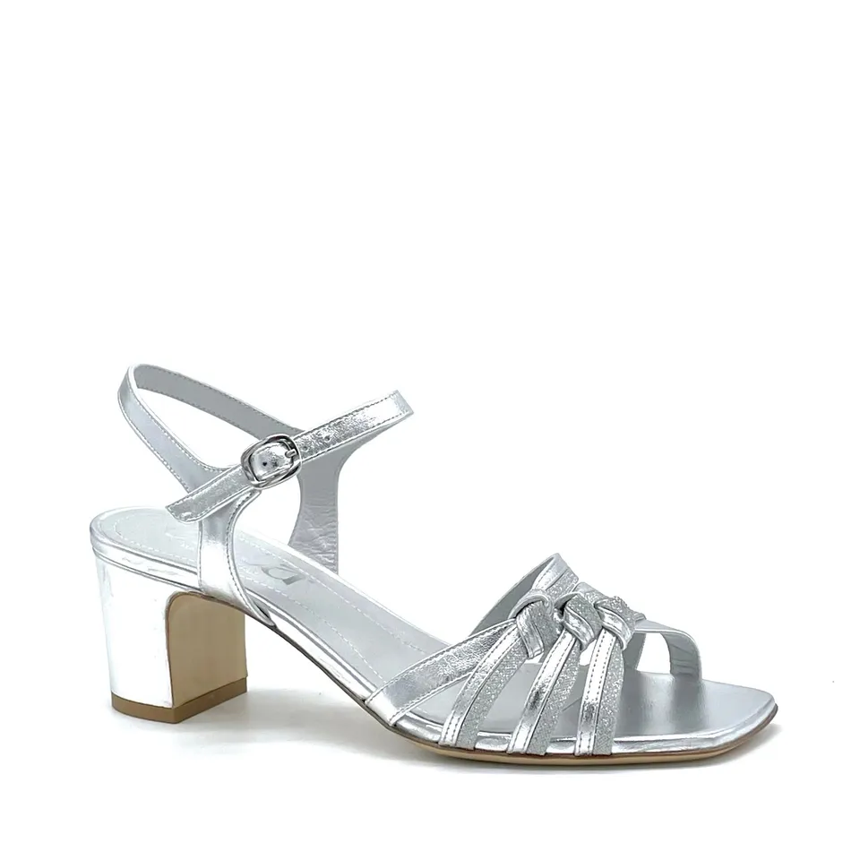 ELATA 15149 sandales cuir laminé glitter argent