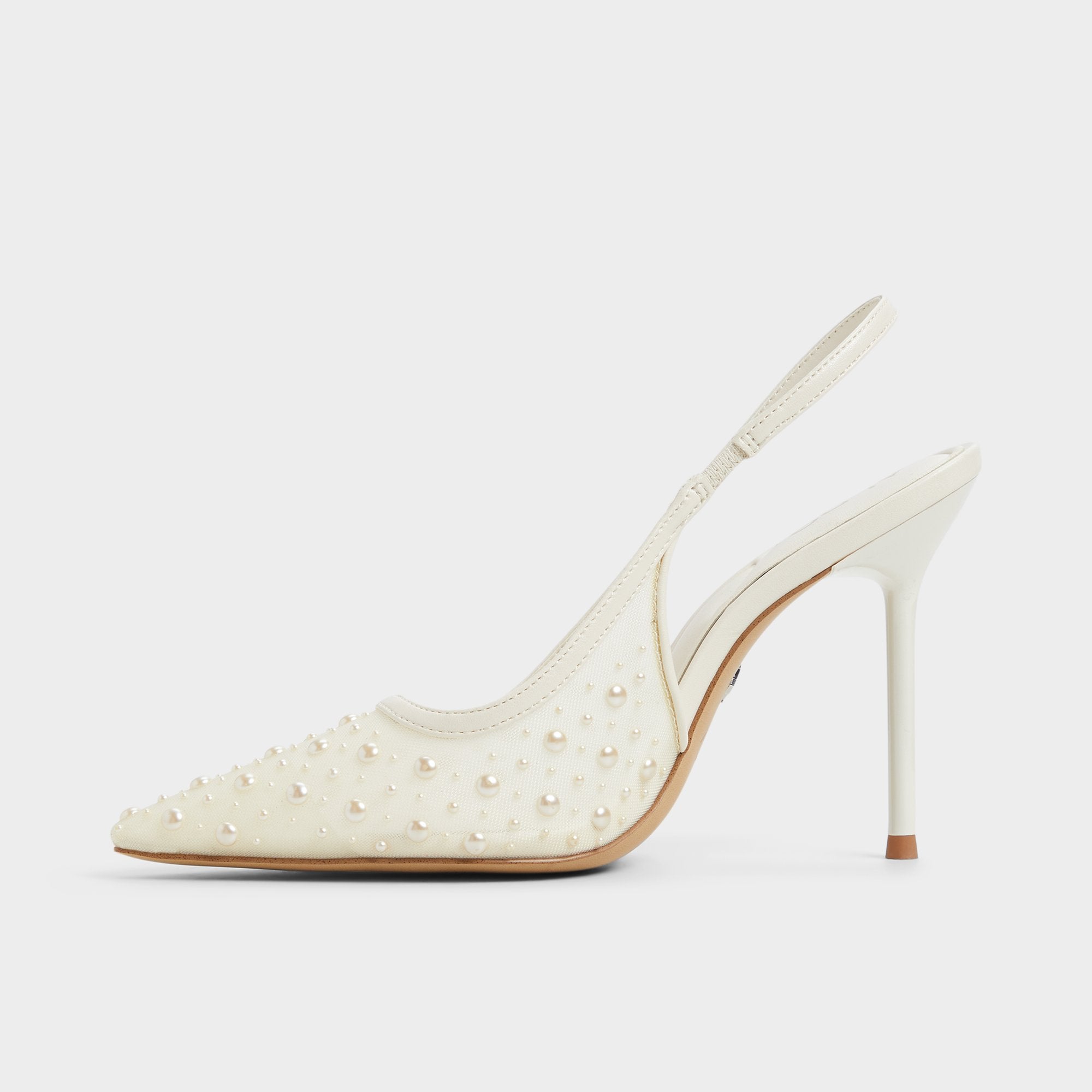 ALDO Pearlescent escarpins blancs perles maille