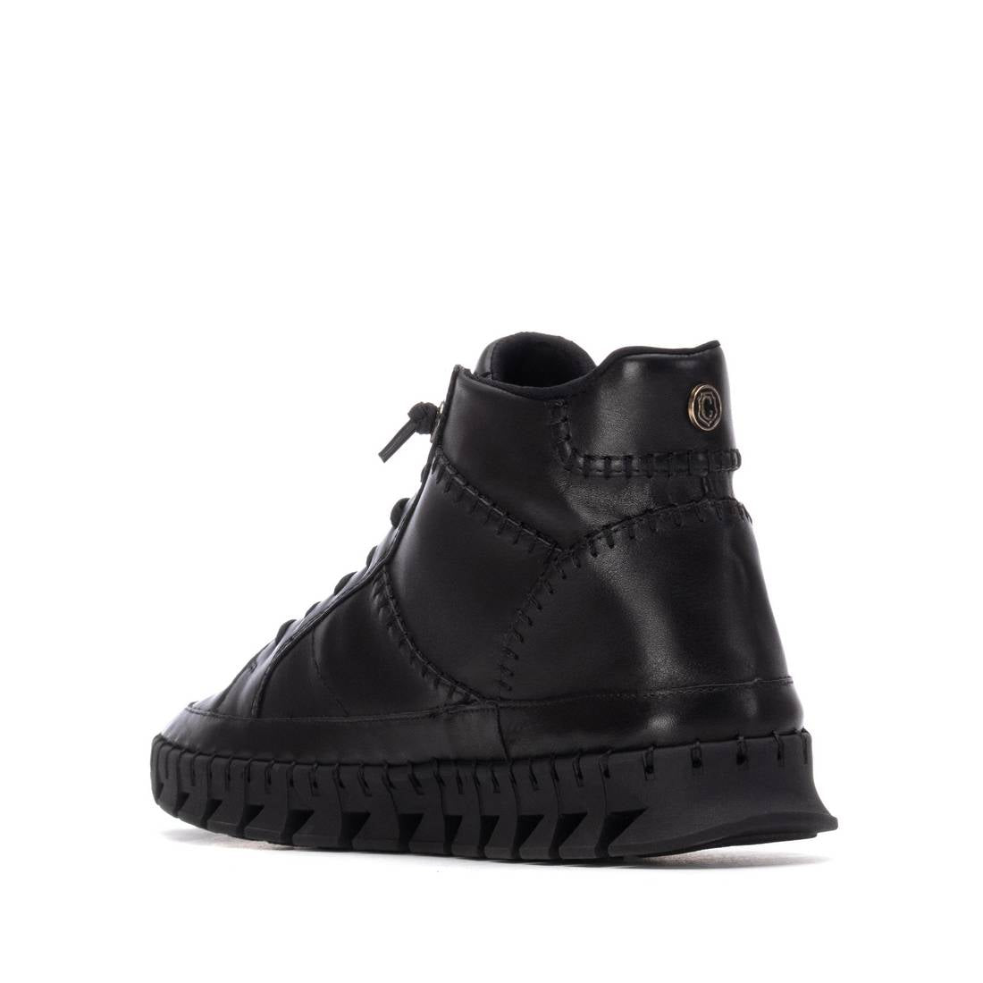 Carmela 16270803 bottine cuir noir zip plat