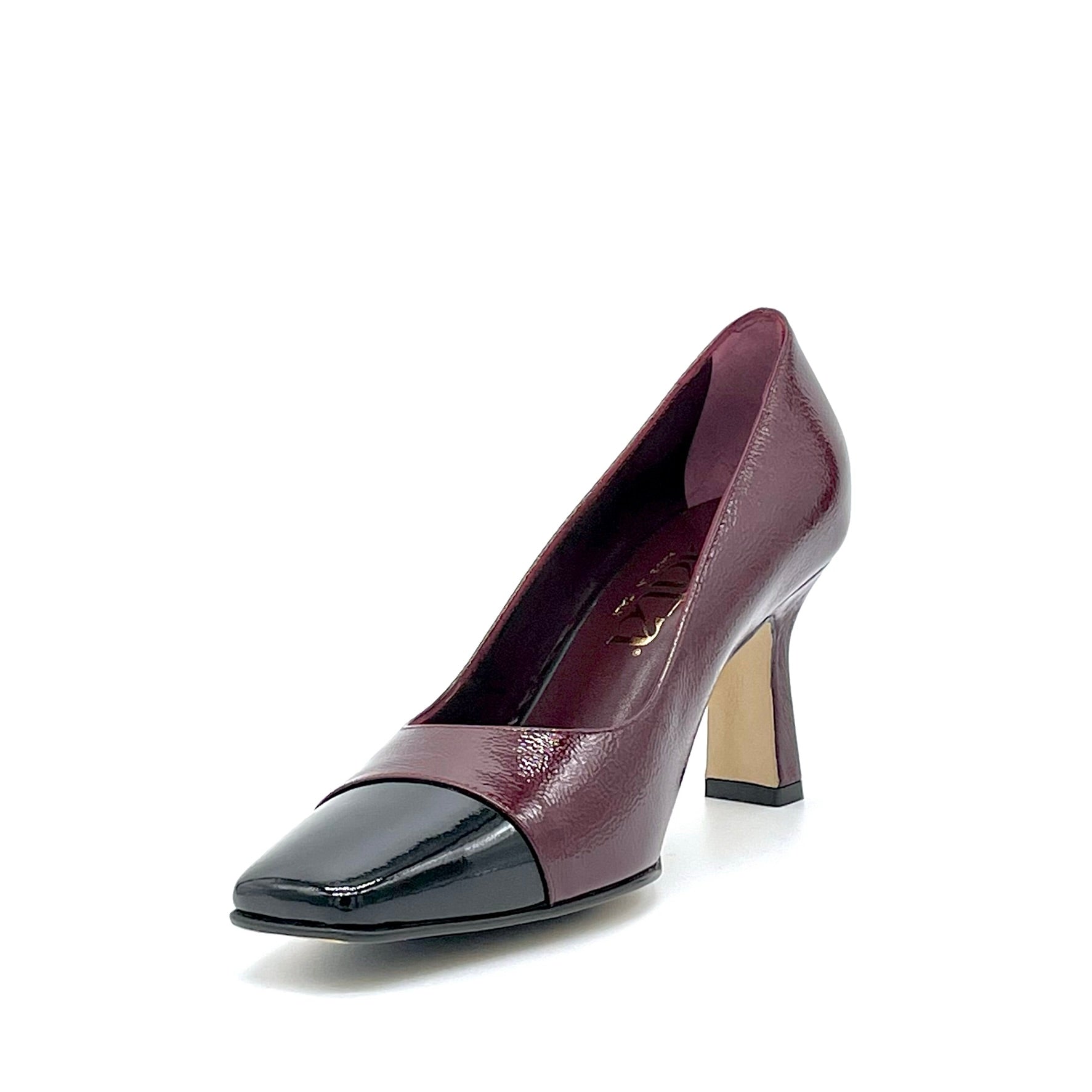 Elata 53503 escarpin vernis bordeaux noir talon 7,5 cm