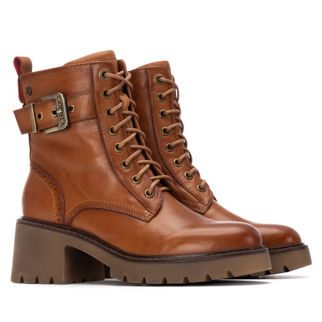 Carmela 16256801 bottines cuir camel talon moyen femme